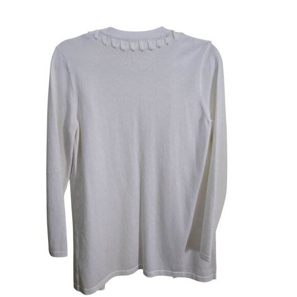 J. Mclaughlin White Whip Stitch Detail Open Front Cardigan Sweater Size S - Picture 2 of 5
